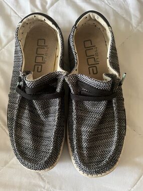 Hey Dude Knit Slip-On Loafers in Charcoal and Cream